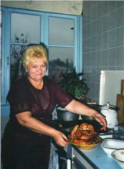 Olga preparing a feast