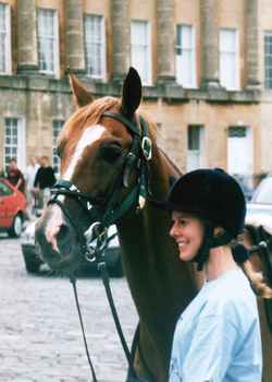 Stephanie Cook and Kaan pose for photos at the Royal Crescent
